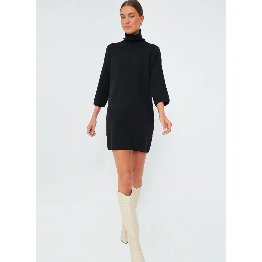 TUCKERNUCK Sz Large Pomander Place Black Noir Vivianne Metallic Turtleneck Dress